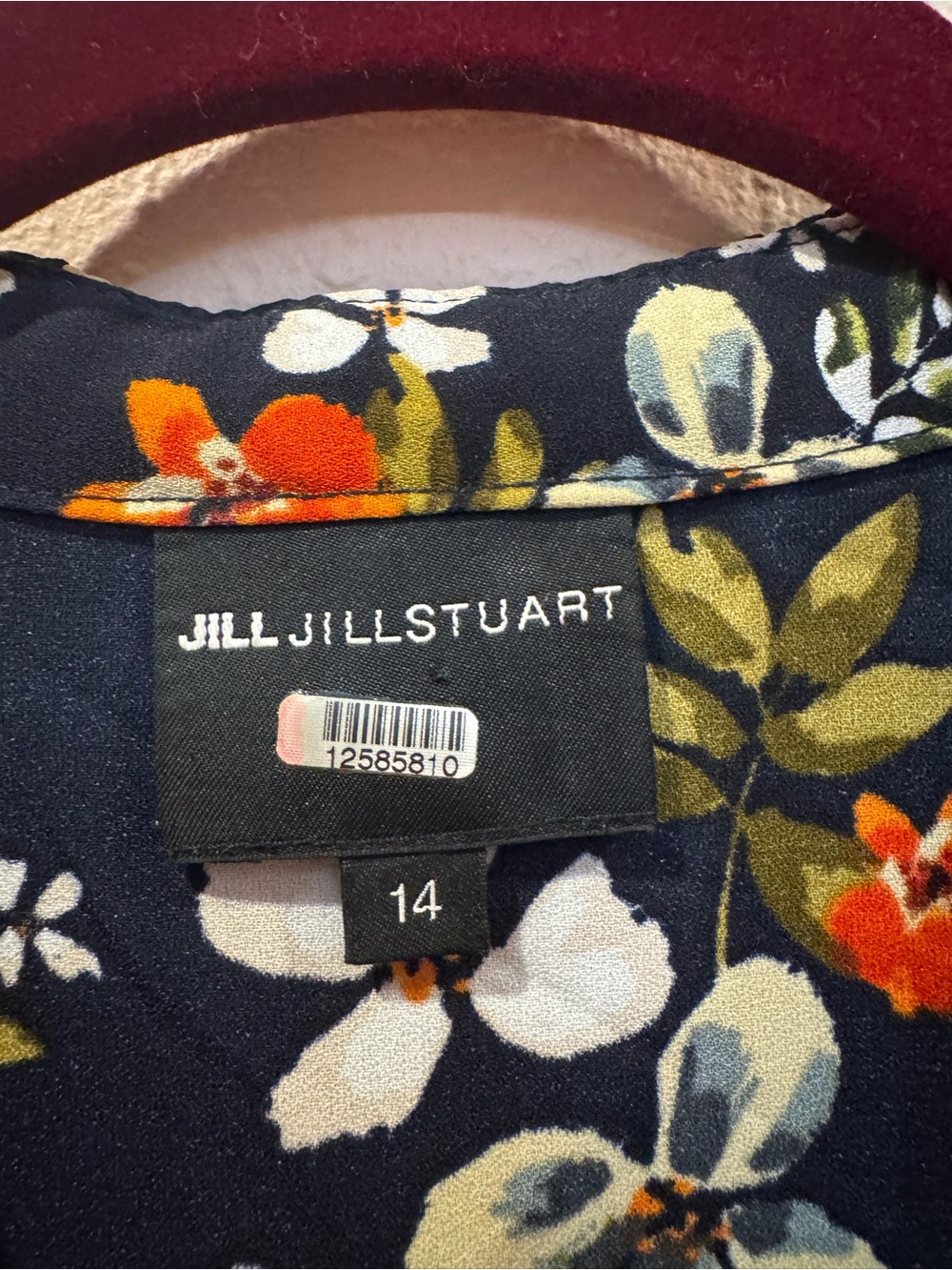 Jill Stuart Navy Floral Wrap Maxi Dress with Ruffle Collar - Picture 4 of 6